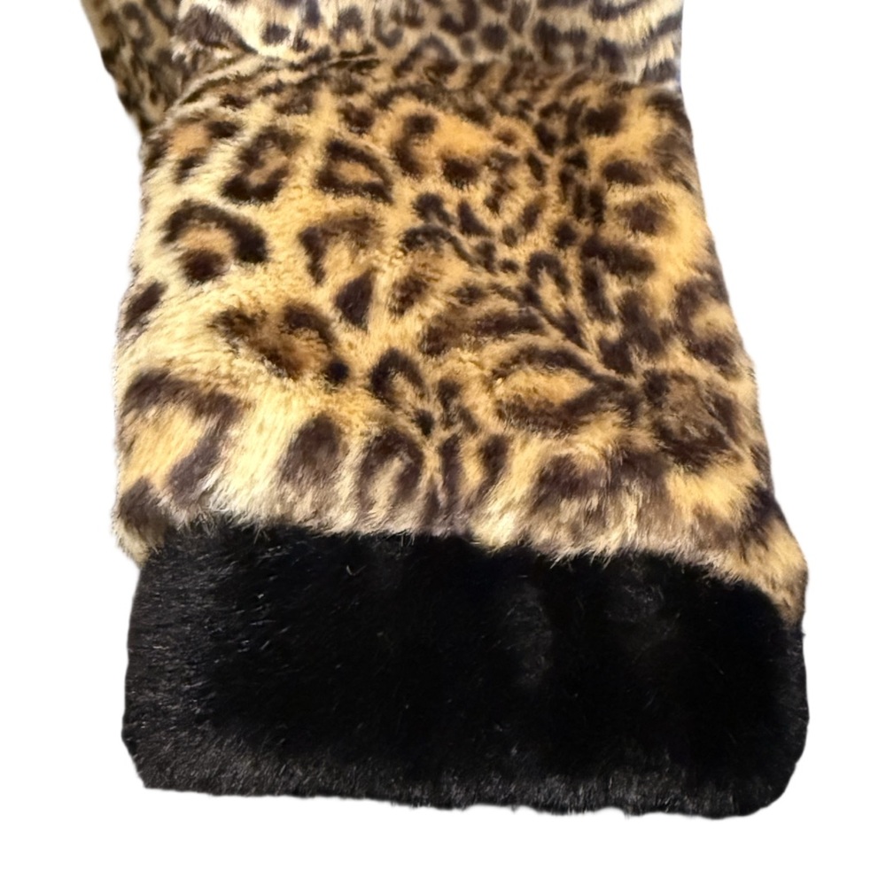 Pia Rossini Leopard Print Faux Fur Coat Black Trim M/L - Picture 4 of 12